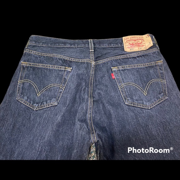 LEVI’S 501 Button Fly Straight Leg Blue Jeans Men's Size 38 x 32 Dark Wash Black - Picture 7 of 11